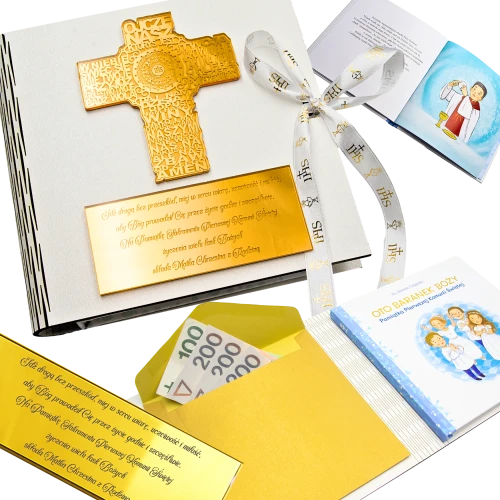 BIBLIA W PUDEŁKU Pamiątka Pierwszej Komunii Świętej PREZENT NA KOMUNIĘ 48 stron