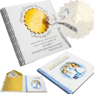 BIBLIA W PUDEŁKU Pamiątka Pierwszej Komunii Świętej PREZENT NA KOMUNIĘ 48 stron