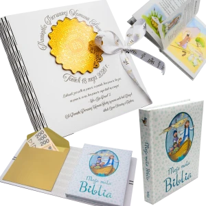 BIBLIA W PUDEŁKU Pamiątka Pierwszej Komunii Świętej PREZENT NA KOMUNIĘ 224strony