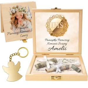 Pamiątka Pierwszej KOMUNII ŚWIĘTEJ PREZENT na Komunię Pudełko na pieniądze