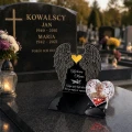 Podstawka na grób znicz pamiątka ze zdjęciem w sercu dedykacja dla Mamy statuetka