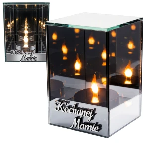 Znicz Lustrzany Lampion 3D z Grawerem Elegancki Ciepłe Światło Dzień Mamy