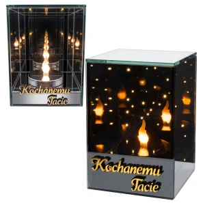 Znicz Lustrzany Lampion 3D z Grawerem Elegancki Ciepłe Światło Dzień Taty