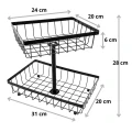 Koszyk Dwupoziomowy Metalowy Czarny Na Owoce Warzywa Łazienkowy Loft