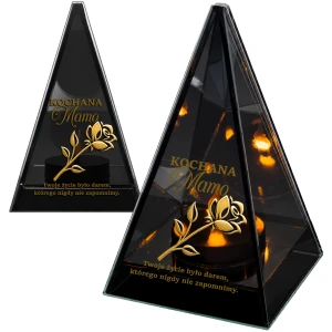 Znicz Lustrzany Lampion Solarny 3D Nadruk UV na Dzień Matki Elegancki