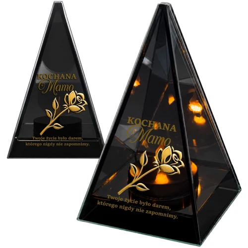Znicz Lustrzany Lampion Solarny 3D Nadruk UV na Dzień Matki Elegancki