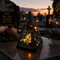 Znicz Lustrzany Lampion Solarny 3D Nadruk UV na Dzień Matki Elegancki