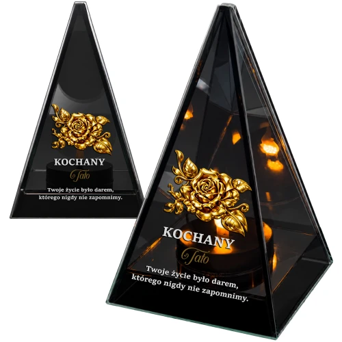 Znicz na Dzień TATY OJCA Lustrzany Lampion Solarny 3D Nadruk UV Elegancki
