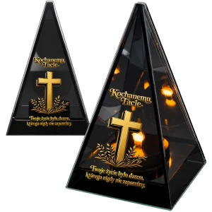 Znicz na Dzień TATY OJCA Lustrzany Lampion Solarny 3D Nadruk UV Elegancki