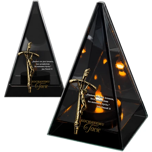 Znicz na Dzień TATY OJCA Lustrzany Lampion Solarny 3D Nadruk UV Elegancki