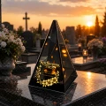 Znicz na Dzień TATY OJCA Lustrzany Lampion Solarny 3D Nadruk UV Elegancki