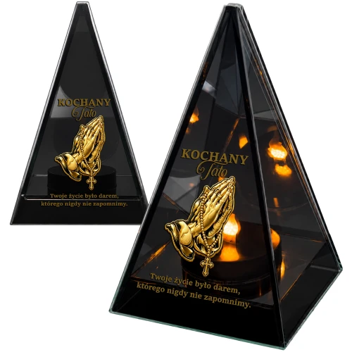 Znicz na Dzień TATY OJCA Lustrzany Lampion Solarny 3D Nadruk UV Elegancki