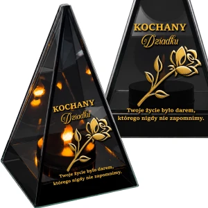 Znicz Lustrzany Lampion Solarny 3D Nadruk UV na Dzień Dziadka