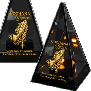 Znicz Lustrzany Lampion Solarny 3D Nadruk UV Dla Babci Elegancki