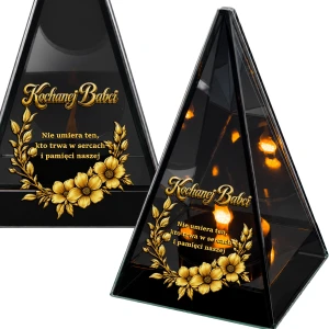 Znicz Lustrzany Lampion Solarny 3D Nadruk UV Dla Babci Elegancki