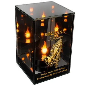 Znicz Lustrzany Lampion Solarny 3D Nadruk UV na Dzień Matki Elegancki