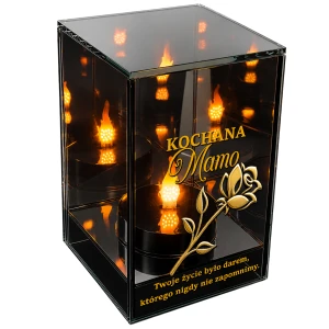 Znicz Lustrzany Lampion Solarny 3D Nadruk UV na Dzień Matki Elegancki