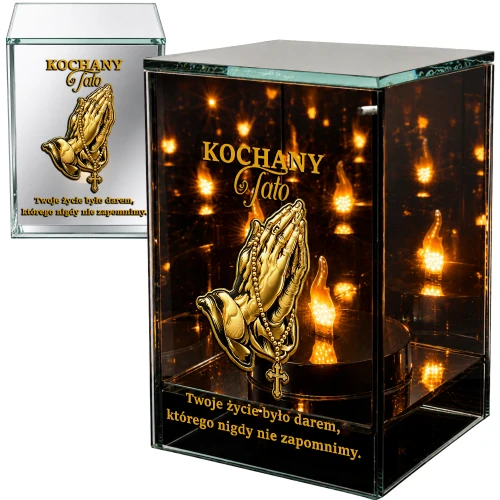 Znicz na Dzień TATY OJCA Lampion Solarny Lustrzany Nadruk UV Elegancki 3D