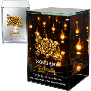 Znicz na Dzień Dziadka Lampion LED Lustrzany Nadruk UV Elegancki 3D