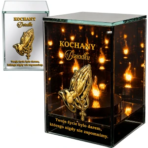 Znicz na Dzień Dziadka Lampion LED Lustrzany Nadruk UV Elegancki 3D