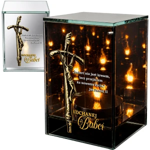 Znicz na Dzień BABCI Lampion LED Lustrzany Nadruk UV Elegancki 3D