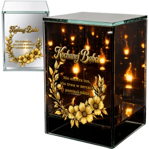 Znicz na Dzień BABCI Lampion LED Lustrzany Nadruk UV Elegancki 3D