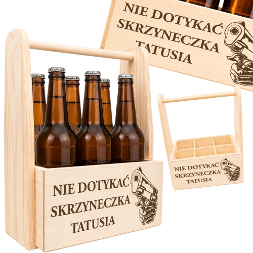 PREZENT DLA TATY NA DZIEŃ OJCA NOSIDŁO NA PIWO SKRZYNKA DREWNIANA TATA