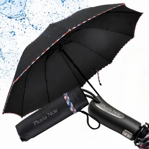 DUŻY PARASOL XXL SKŁADANY AUTOMAT PARASOLKA WODOODPORNA PLUVIA NOIR