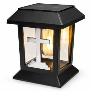 ZNICZ SOLARNY Lampion NA GRÓB Statuetka NA CMENTARZ Z KRZYŻEM dla Mamy Taty