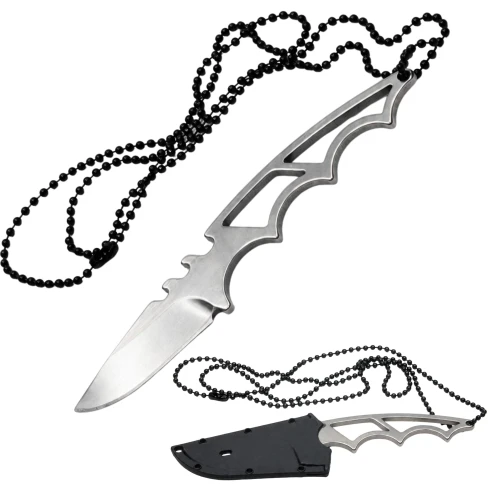 Nóż turystyczny survivalowy  12 cm na łańcuszku z etui survival