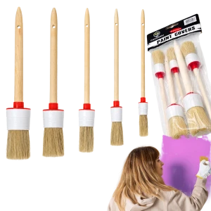 Pędzle okrągłe 5 sztuk 15 20 30 35 40mm zestaw malarski do drewna ścian