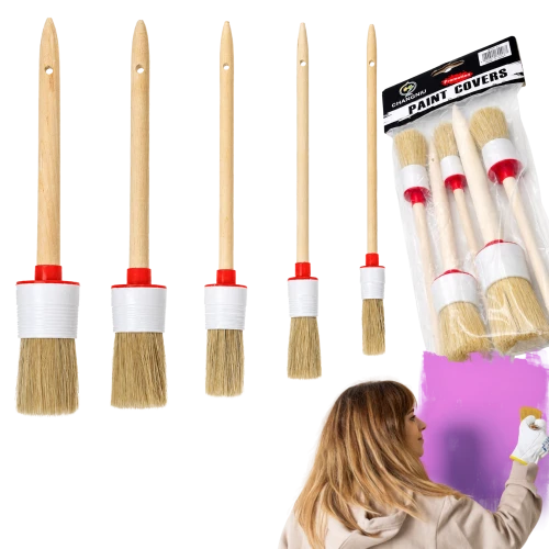 Pędzle okrągłe 5 sztuk 15 20 30 35 40mm zestaw malarski do drewna ścian