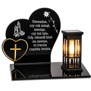 ZNICZ SOLARNY z Grawerem Wieczna Lampka Latarenka LED STATUETKA na GRÓB 