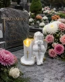 ZNICZ LAMPKA figurka nagrobna ANIOŁ OZDOBA NA GRÓB ANIOŁEK led ZŁOTY