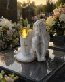 ZNICZ LAMPKA figurka nagrobna ANIOŁ OZDOBA NA GRÓB ANIOŁEK led ZŁOTY