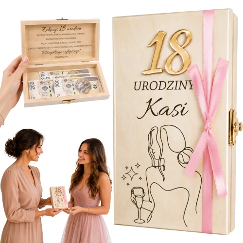 Pudełko Na Pieniądze Na 18 Urodziny Dla Dziewczyny Personalizowane Wstążka