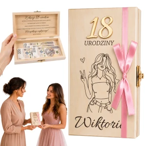Pudełko Na Pieniądze Na 18 Urodziny Dla Dziewczyny Personalizowane Wstążka