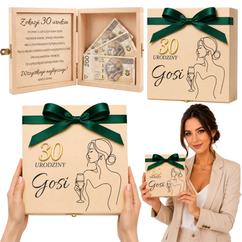 Pudełko Na Pieniądze Na 30 Urodziny Dla Kobiety Personalizowane Wstążka