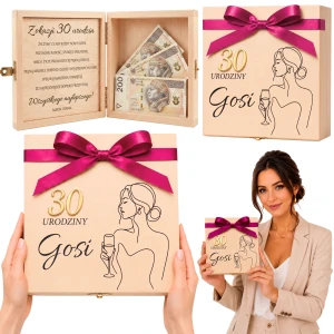 Pudełko Na Pieniądze Na 30 Urodziny Dla Kobiety Personalizowane Wstążka