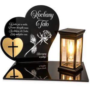 ZNICZ SOLARNY z Grawerem Wieczna Lampka Latarenka LED STATUETKA dla taty