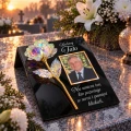 WIECZNA RÓŻA ZNICZ ZE ZDJĘCIEM dekoracja na grób podstawka na Cmentarz