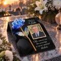 WIECZNA RÓŻA ZNICZ ZE ZDJĘCIEM dekoracja na grób podstawka na Cmentarz
