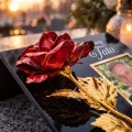 WIECZNA RÓŻA ZNICZ ZE ZDJĘCIEM dekoracja na grób podstawka na Cmentarz