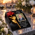 WIECZNA RÓŻA ZNICZ ZE ZDJĘCIEM dekoracja na grób podstawka na Cmentarz