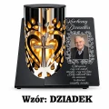 Znicz solarny LED METALOWY ze zdjęciem na grób DLA TATY MAMY BABCI DZIADKA