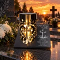 Znicz dla Taty solarny LED na grób metalowy CIĘŻKI DUŻY grawer UV LAMPION