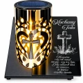 Znicz dla Taty solarny LED na grób metalowy CIĘŻKI DUŻY grawer UV LAMPION
