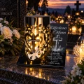 Znicz dla Mamy solarny LED na grób metalowy CIĘŻKI DUŻY grawer UV LAMPION