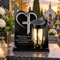 Znicz Solarny na Grób Wieczna Latarenka Statuetka na Cmentarz LED  18 cm krzyż