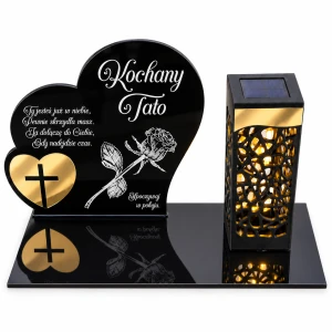 ZNICZ dla MĘŻA solarny Kochany Mężu róża LED grawer duży serce grób lampion